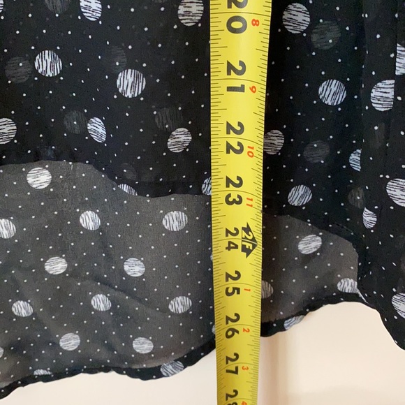 NEW DIRECTIONS POLKA DOT SHEER LONG SLEEVE BLOUSE PETITE MEDIUM BLACK AND WHITE - Picture 10 of 10